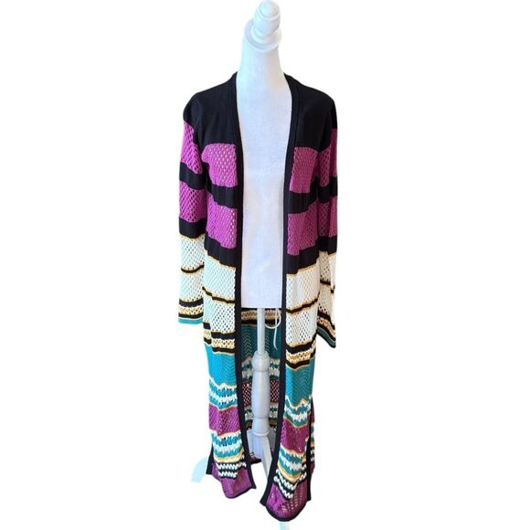 Boston Proper Sweaters - Boston Proper Crochet Knit Open Front Cardigan Sweater Duster Womans Small